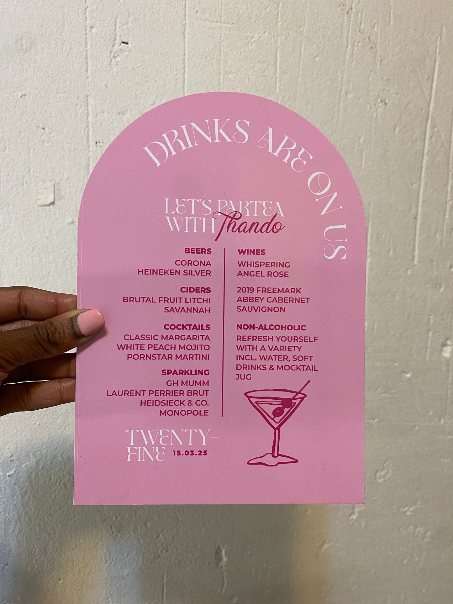 Arched Drinks Par-tea Bar sign