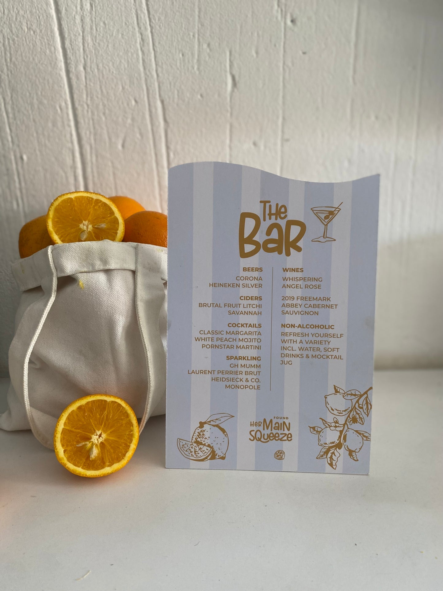 Main Squeeze wavy Bar sign