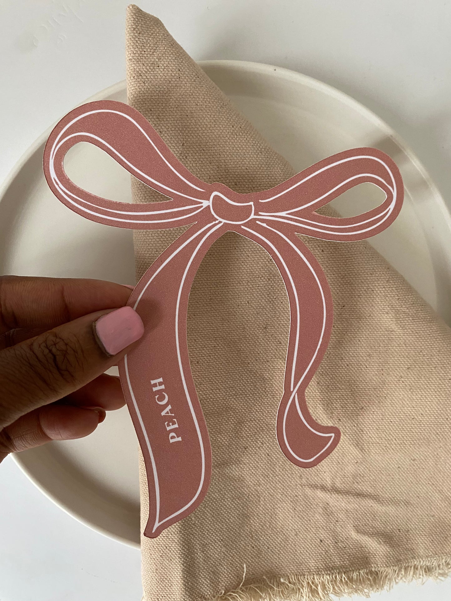 Peach Ribbon Place Card (pack of 10)
