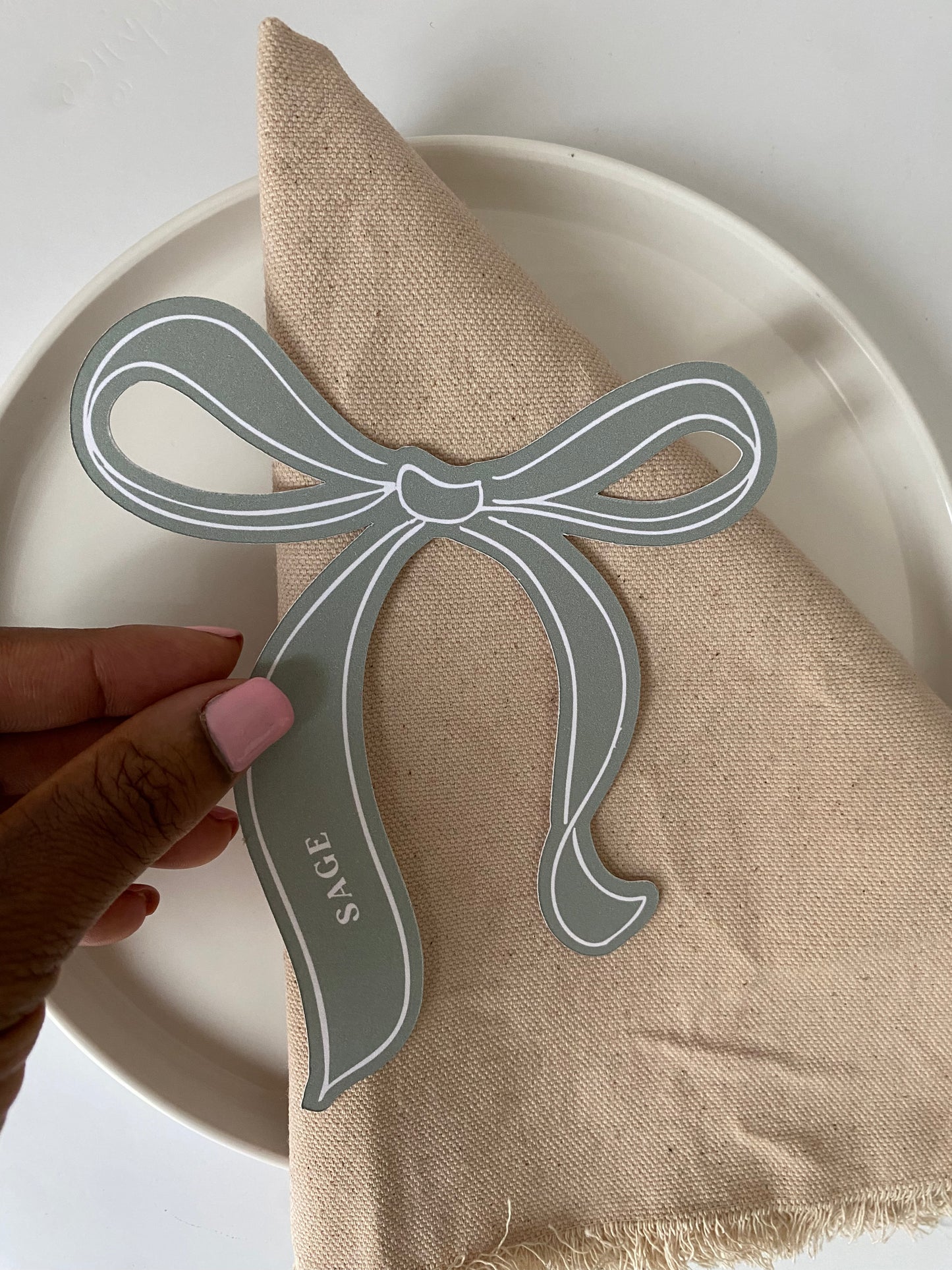 Sage Ribbon Place Card (pack of 10)