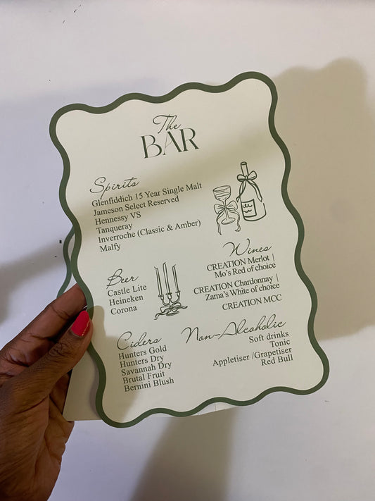Olive Scalloped Menu sign
