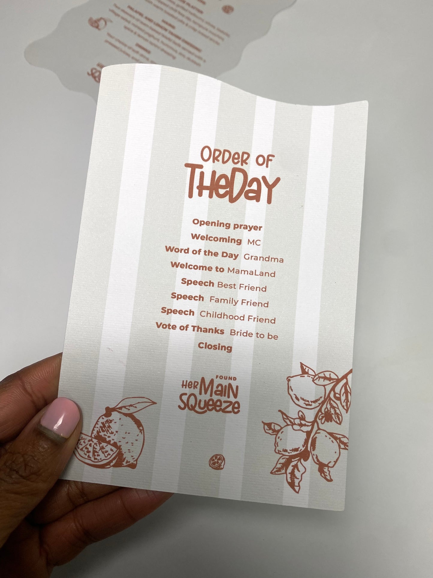 Mint & Orange Citrus programme card (pack of 10)
