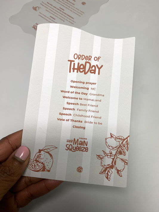 Mint & Orange Citrus programme card (pack of 10)