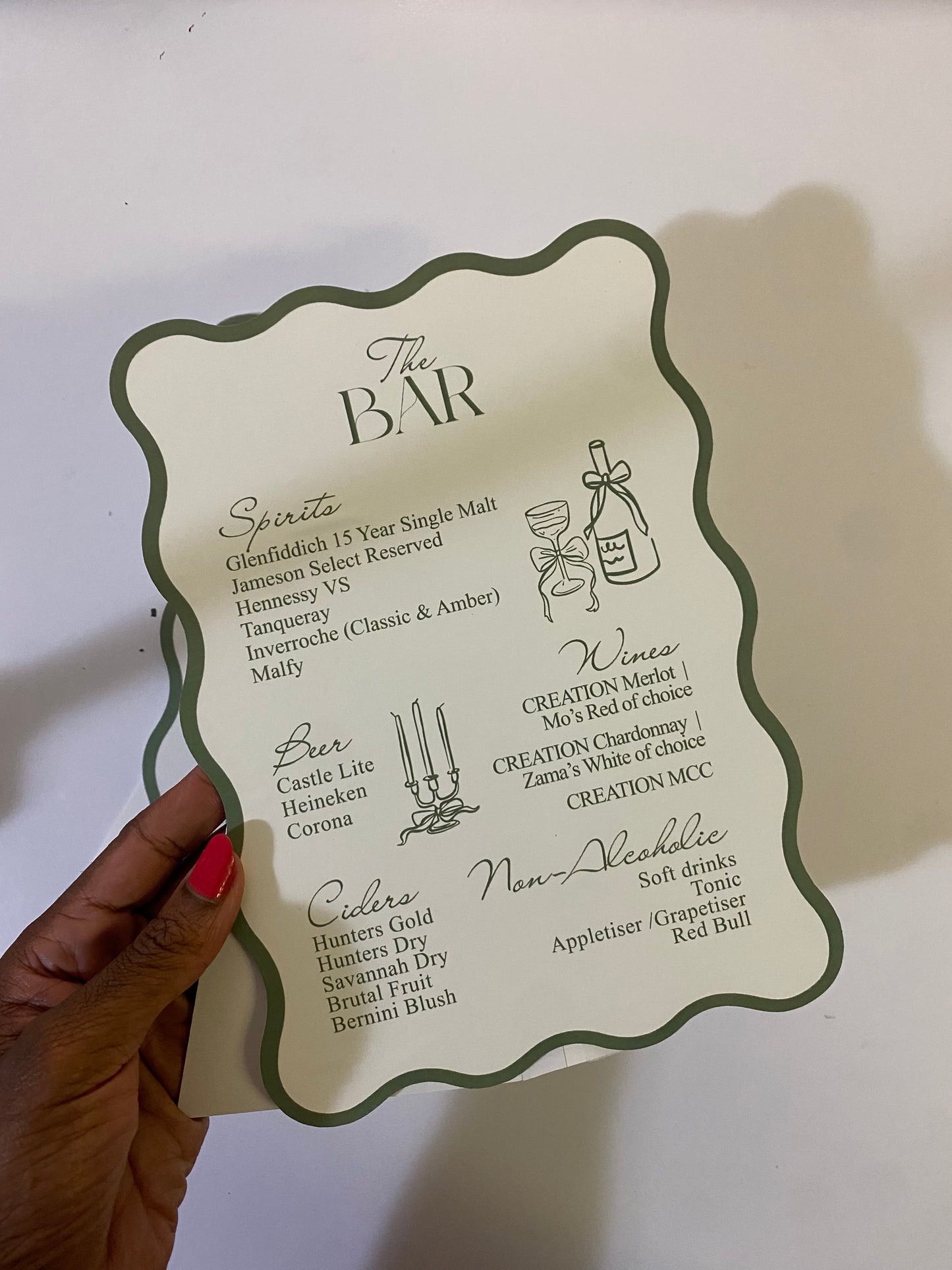 Olive Scalloped Menu sign